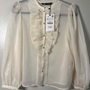 Zara Beige Ruffled Blouse